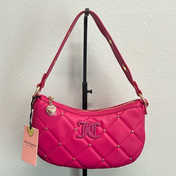 Juicy Couture | Raspberry Tart Pink Nag w/ Crossbody & Iconic Logo Bag Charm - Picture 1 of 9